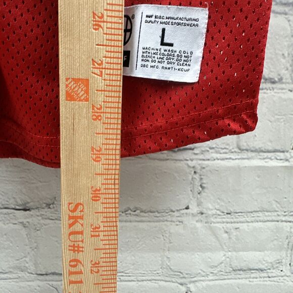 HUF Worldwide Streetwear Mens Size Large Mesh Baseball Jersey Red Short Sleeve‎ - Picture 6 of 9